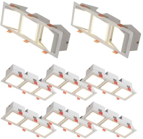 Luminaire encastré à LED à 3 têtes, 9,7 Pouces, Finition Blanche, Angle réglable, 2 350 lumens, IRC 90+, 3 CCT sélectionnables 3 000 K, 4 100 K, 6 000 K