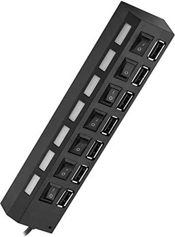 SPYMINNPOO 7 Port Fast Transmission USB Hub Splitter pour Mousprinterscanner Prend en Charge WindowsMaclinux 7 Port USB 2.0 Hub à Domicile Usage