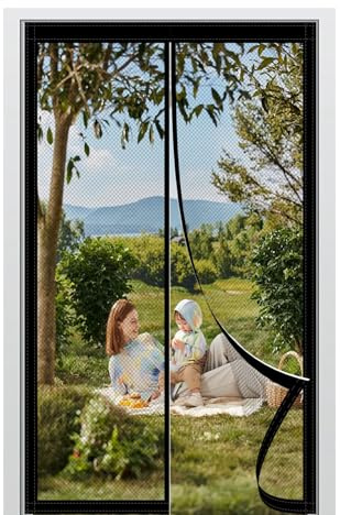 Zanzariera Magnetica Porta Finestra 133 x 230 cm Chiusura Automatica Zanzariere Magnetiche Facile da Installare per Porte da Balcone/Cantine/Terrazze, Nero