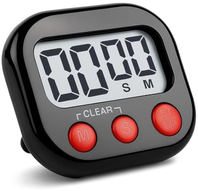 Eieruhr Digital, Küchentimer, Digital Timer für Küche, Schule, Büro oder Freizeit, Kurzzeitwecker Digital mit Einstellbarer Lautstärke, gut lesbarem Display und Flexibler Befestigung