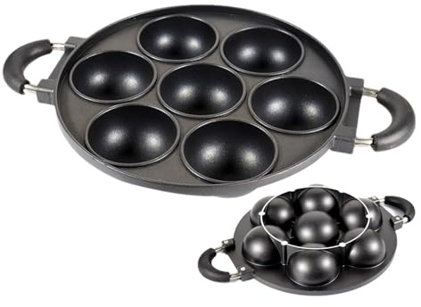 Round Tray - Cast Iron Muffin Pan, 7 Cup Pan | Rustic Kitchen Cake Making Tool, Large Compartment Oven Baking Utensils P
