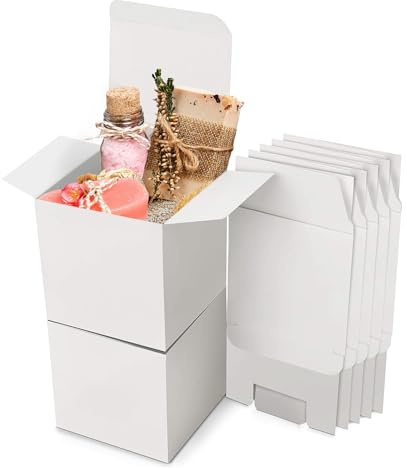 15 Stück Geschenkboxen Kraftpapier, Karton Schachteln 13 x 13 x 13 cm, Pappschachteln mit Deckel, Wiederverwendbare, Kraftpapier Pappschachtel für Geschenke, Party, Hochzeit, Weiß