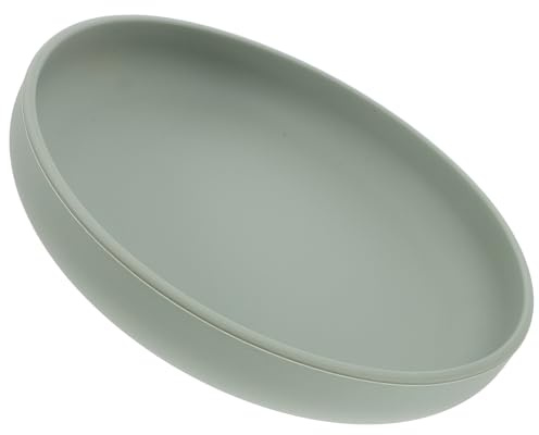 ELAYARD Assiette En Silicone Anti-déversement Ventouse – Assiette Creuse Gris Vert, Adaptée Aux Personnes Âgées Et Handicapées, Stabilité Renforcée Pour Repas Sécurisés à Domicile