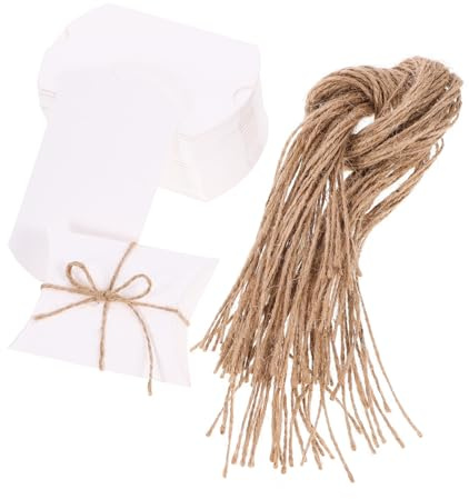 Parliky 50 Pezzi Scatole in Carta Cuscino Bianche per Caramelle e Piccoli Doni Decorative per Feste Matrimoni e Party