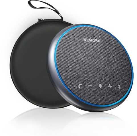 NEWORK Haut-Parleur de Conférence Bluetooth, Micro 360° avec 3 Micros AI Réduction du Bruit, Autonomie 12h, USB-C & Bluetooth, Speakerphone Portable pour Bureau, Télétravail, Zoom, Teams
