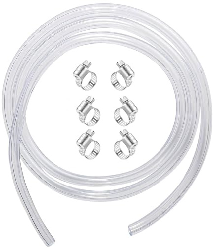 WELLBOM 5FT Beer Line Tubing for Home Brewing, 3/16 ID 7/16 OD Tube | Clear vinyl PVC tubing keg beer line replacement kit, food grade beer kegerator dispensing line with 6 hose clamps