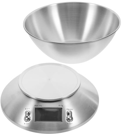 HOMSFOU Bilancia Digitale da Cucina in Acciaio Inox 5000g Funzione Tara, Bilancia Elettronica Alimentare Piccola per Uso Domestico e Commerciale, Utensile di Misura per Cucina e Negozio