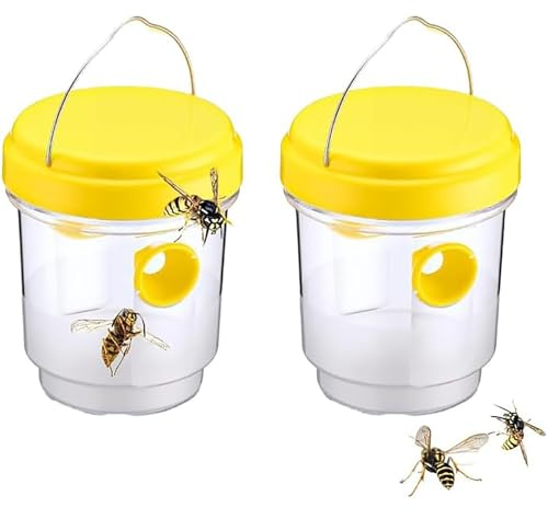 Wespenfalle für draußen – Wiederverwendbare Asiatische Hornissenfalle mit Doppelseingang, Insektenfänger für Garten, Balkon und Camping, ohne Chemikalien (2 ohne Licht)