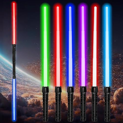 2Pcs LightSaber Light Saber for Kids 7 Color Lightsaber for Kids Retractable Light Up Saber with Sound Light Saber Sword Toy for Boys Kids Teenagers Gift Halloween Dress Up Parties,Cosplay (2PCS)