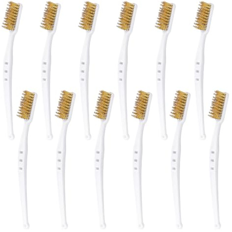 Lot de 12 Brosse Metallique a Main pour La Rouille et la Saleté Obstiné | Petite Brosse Laiton de Nettoyage en Laiton, Petite Brosse Metallique pour Les Joints de Carrelage, Les Pièces Mécaniques