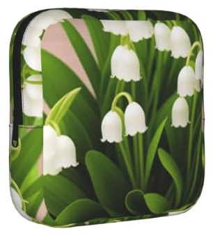 Lily of The Valley Flower Print, Sanitary Napkin Storage Bag, Period Bags for Women Teen Girls