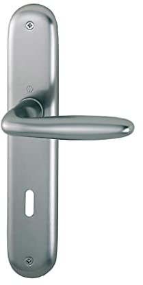 HOPPE Türgriff (Langschild) Verona, Aluminium stahl für innen, Türgriff-Garnitur, Oval-Lochung