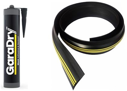 Kit de joint de seuil de porte de garage de 2,5 cm de haut, longueur de 2,52 m | PVC souple | Le kit complet comprend 1 adhésif | GaraDry
