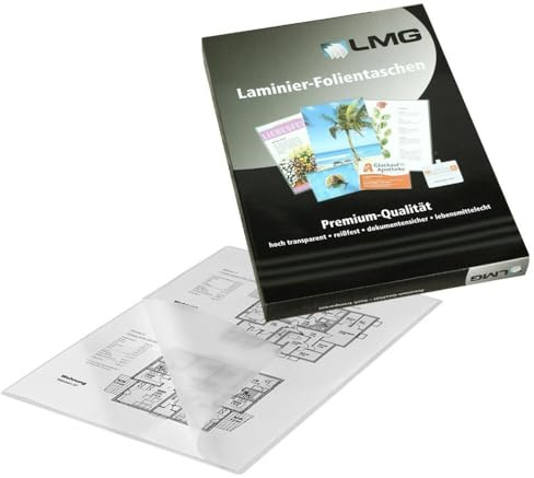 LMG LMGA4-250-25 Laminierfolien A4, 216 x 303 mm, 2 x 250 mic, 25 Stück