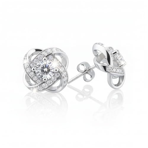 B. Catcher Gemini Stud Earrings for Women, 925 Sterling Silver, Set with Cubic Zirconia and Rhodium-Plated, Nickel-Free (1.22 cm), Elegant Gift Box. Perfect for Birthdays, Weddings,and Everyday Wear