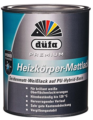 düfa Premium Heizkörper-Mattlack 2,5 Liter | seidenmatter Heizkörperlack in weiß | Oberflächen- & Profi-Decklack