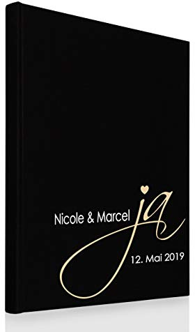 Hochzeitideal Stammbuch der Familie A4 inkl. Personalisierung Bezug Leinen Nr. 128 (Schwarz)