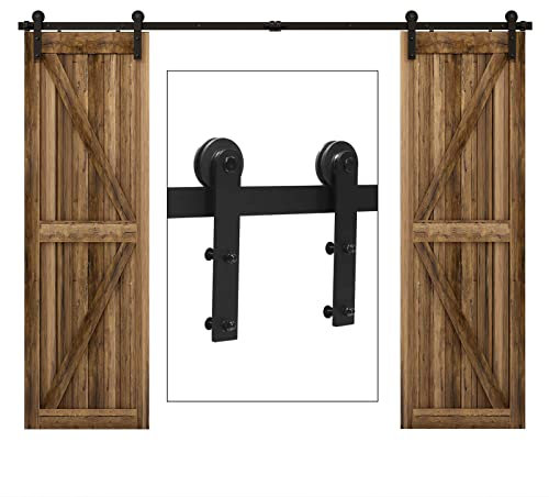 228cm/7.5FT Schiebetürsystem Schiebetürbeschlag Laufschiene Schiebetür, schiebetürbeschlag holztür - Sliding Barn Wood Door Hardware For Double Door