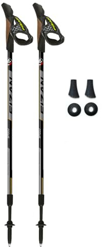 FIZAN Speed Model, Swift Nordic Aluminium Walking Poles, Ultralight Adjustable, Fluorescent Anthracite, Adults, Unisex (Black)