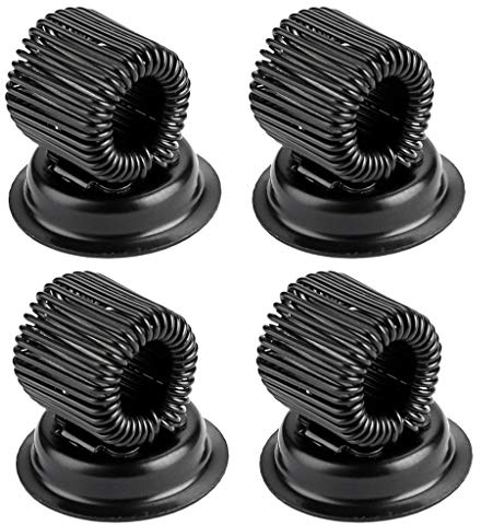 BSTKEY 4 Pcs Magnetic Pen/Pencil Holders with Adjustable Spring Loop, Removable Stainless Steel Clip, Fit Any Size Pens/Markers - Whiteboard, Black