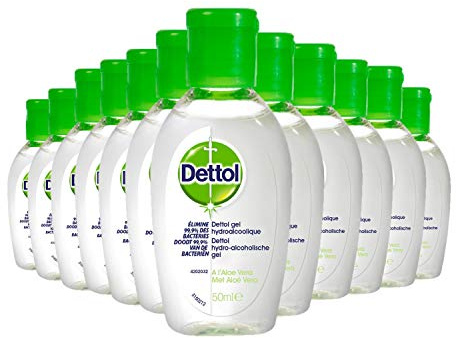 Dettol - Lot de 12 Gels Hydroalcooliques Mains - à l'Aloe Vera - 50ml