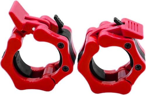 Barbell Clamps 2 Inch or 1 Inch, Heavy Duty Exercise Collars 2 1 Quick Release Pair of Locking Pro Olympic Weight Bar Plate Locks Collar Clips for Workout Weightlifting Fitness Training (1 Inch)