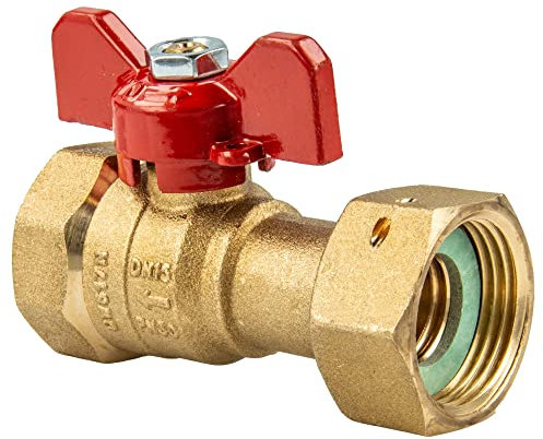 tecuro Kugelhahn mit Überwurfmutter Rp 1/2 Zoll x Innengewinde Rp 1/2 Zoll - Flügelgriff rot, MS CW617N blank