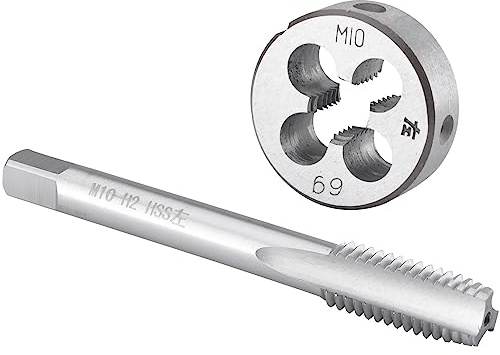 Burkit Jeu de tarauds et filières M10 x 1,5 pour gauche, filetage M10 x 1,5 pour machine et filière ronde