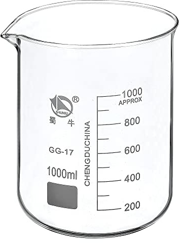 PATIKIL 1000ml Low Form Glass Beaker, 3.3 Borosilicate Glass Graduated Printed Scale Measuring Cups with Spout for Kitchen Lab Liquids Transit Boiling