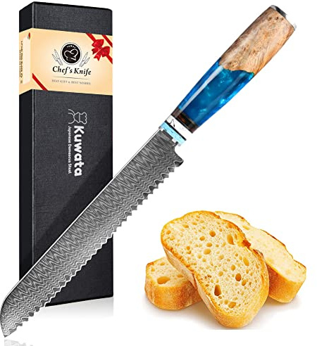 Bread Knife, Damascus Multifunction Serrated Knife, Professional Japanese VG10 Damascus Steel Bread Knife,Serrated Cake Knife Bread Cutter for Homemade Crusty Bread