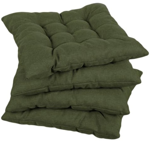 Gutekissen® Stuhlkissen gesteppt Quadrat Polsterauflage Auflage für Stühle/Bänke für Haus und Garten Sitzauflage Gartenkissen Sitzkissen viele Farben (50x50, Dunkelgrün, 4)