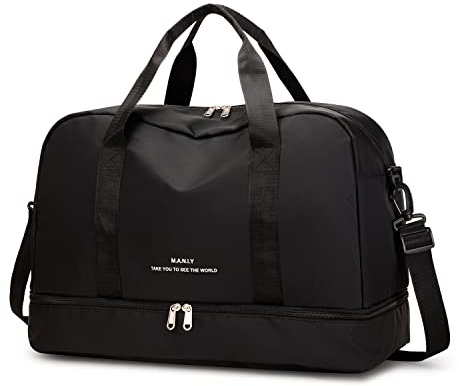 Borse da donna Weekender Grandi Borse da viaggio Carino Carry on Overnight Duffle Bag Impermeabile Palestra Duffel con scomparto per scarpe Mammina Borse ospedaliere, Nero