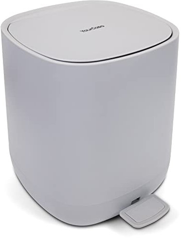 YourCasa Mülleimer Bad [5L] - Elegantes Design - Badeimer - Kosmetikeimer Badezimmer Klein - Badmülleimer mit Deckel und Softclose – Abfalleimer Toilette WC - herausnehmbaren Inneneimer (Grau)