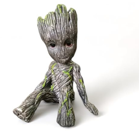 ZEshops Miniatur Feengarten sitzende Groot-Figur, PVC-Statue, Groot in für Kinder, Zuhause, Auto, Dekoration, Geschenk