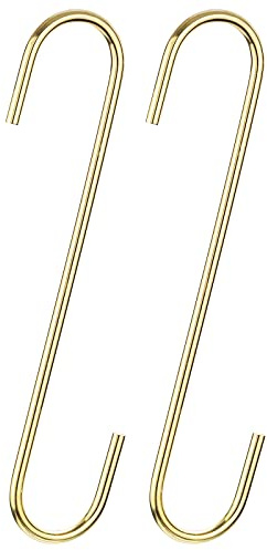 sourcing map S Hanging Hooks, 8inch(200mm) Extra Long Steel Hanger, Indoor Outdoor Uses for Garden, Bathroom, Closet, Workshop, Kitchen, Gold Tone, 2Pcs