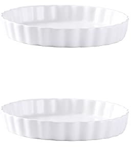 Plaque de cuisson, ustensiles de cuisson en céramique, crème brûlée en porcelaine, plats à crème anglaise et poêle à gâteau au fromage en porcelaine de 10 pouces, ensemble de 2, D, 8 pouces (couleur: