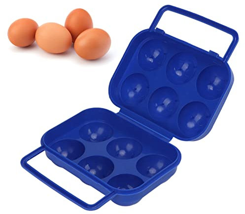 ANKROYU Caja de 6 Rejillas para Huevos, Caja Para Huevos De ABS, Soporte Para Huevos Para Acampar, Estuche Portátil Para Almacenamiento De Huevos, Contenedor Plegable Para Huevos De Viaje(Azul)