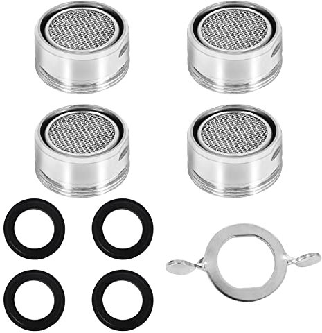 4 Stück Wasserhahn Luftsprudler M24, Wasserhahn Strahlregler M24 Außengewinde, Mischdüse Wasserhahn M24 mit Mischdüsenschlüssel, Geeignet für Wasserhähne mit M24 Innengewinde