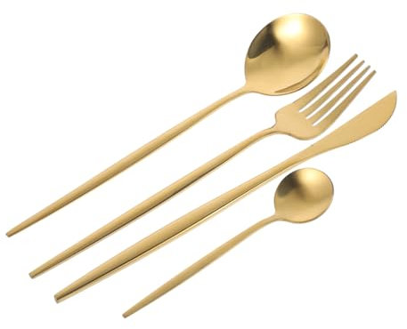 GOOHOCHY 1 Satz Besteck Haushaltsgeschirrset Westliches Geschirr Küchenutensilien-set Abendessen-utensilien-set Küchenlöffel Für Zu Hause 410er Edelstahl Helles Licht Küchenwaren