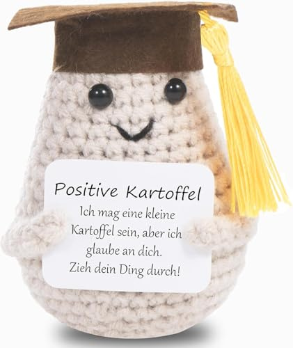 XBOCMY Pocket Hug Positive Kartoffel, Kreative Strickwolle Kartoffel Puppe Glücksbringer, Glücksbringer für prüfung, Studenten Einschulung, Mutmacher Geschenk