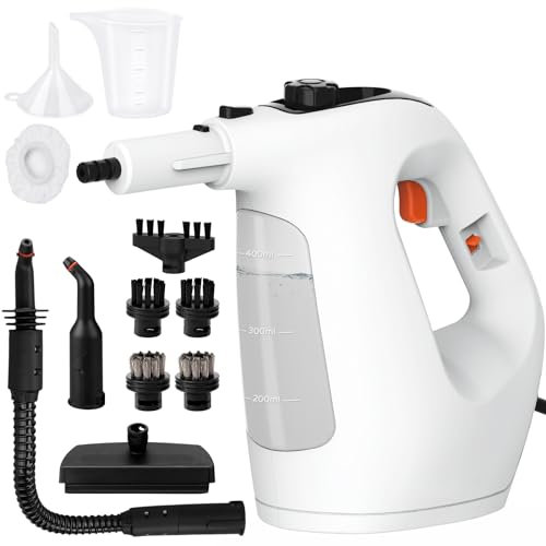 SXHY Pulitore a vapore, pulitore a vapore portatile per la pulizia, pulitore a vapore pressurizzato multiuso per la casa con blocco continuo del vapore, tempo di utilizzo illimitato e (white)