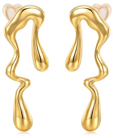 18K Gold Ohrringe Tropfen Damen - Ohrschmuck Goldene Ohrring Damen Gold Earrings Edelstahl Hypoallergene Tropfen Ohrstecker Vergoldete Ohrringe Geschenke für Frauen Mädchen Geburtstag