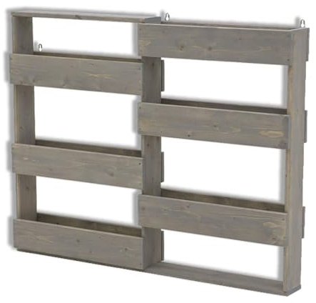 SUNWOOD Fioriera da parete in Legno, con Ganci per Piante Aromatiche e Fiori, 116x18x93h cm, color Teak Invecchiato