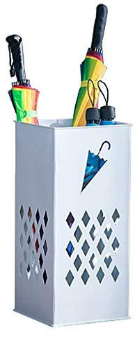 ZXNANA Regenschirmständer, Eisen, hohl, quadratisch, kreativ, Büro, Zuhause, unabhängige Aufbewahrung, Eimer, Zuckerrohr, Aufbewahrung, Eimerregal (White)