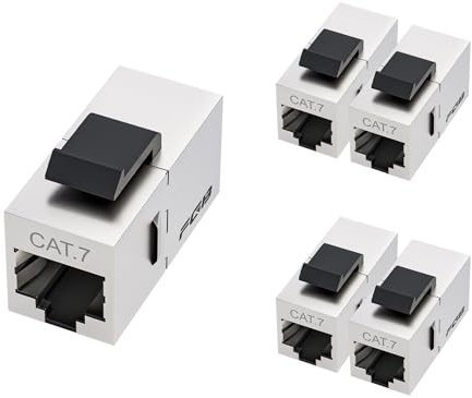 FGB Lot de 5 modules Keystone Cat7 10 Gbps RJ45 blindés pour réseau - Panneau de brassage Keystone Ethernet - Connecteur réseau - Argenté