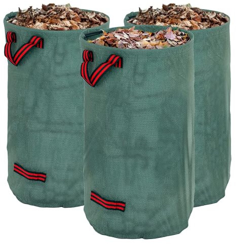 Outsunny Gartensack 3x120L wasserdicht Gartenabfallsack mit Griffe, stabil Laubsack, selbststehend Gartensäcke mit UV Schutz, wiederverwendbare Gartenabfallsäcke für Gartenabfälle Grünschnitt