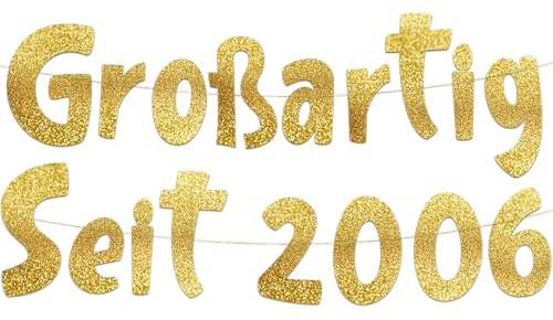 Girlang Großartig Seit 2006 Guld Glitter – Rolig Festdekoration, Födelsedagsdekoration, Presenter & Tillbehör