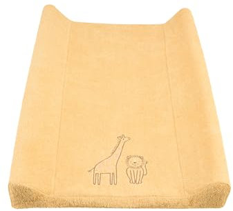 Sterntaler Wickelauflagenbezug Giraffe & Löwe schmal 70x50cm – weiche Baumwolle mit niedlicher Stickerei – saugfähig und perfekt für den Wickeltisch - Baby Zubehör für Keilwickelauflage, ocker