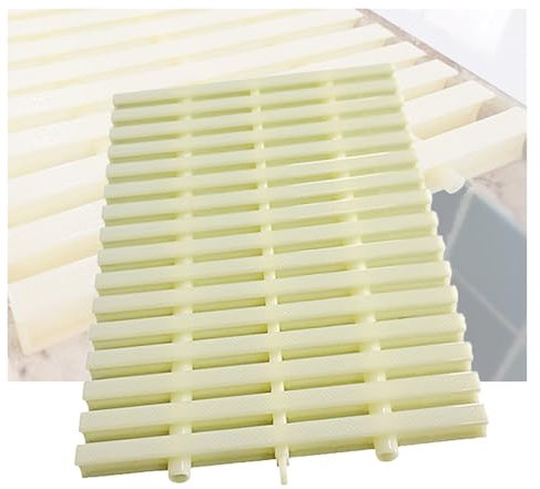 Rejilla De Drenaje para Piscina, Cubierta De Drenaje De Plástico, Rejilla De Rebosadero De Ducha con Tres Empalmes, para Entrada, Patio, Piscina (Color Hueso, 30 X 100 Cm/ 10