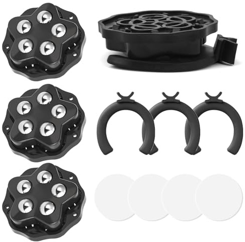 OFFCUP Self-Adhesive Furniture Casters Set of 4, Heavy Duty 360° Swivel Ball Rollers, No-Slip Base for Home Office Tables Furniture Trash (Black)